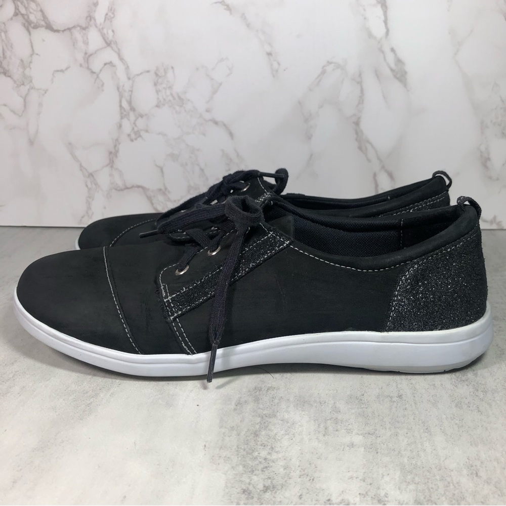 SAS Black Lace-Up Women's Sneakers with White Sole - Picture 4 of 11